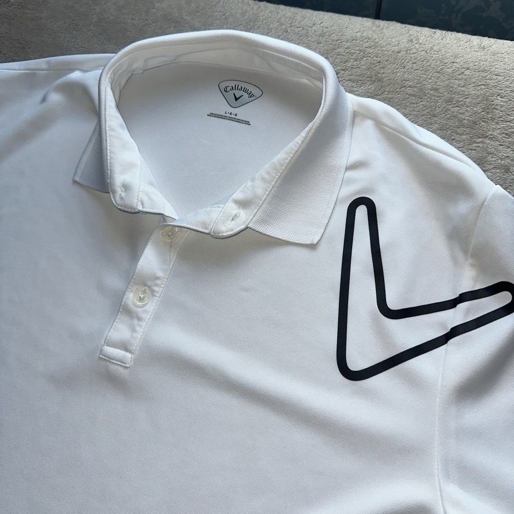 Callaway Golf Polo Shirt Mens Large White Short Sleeve Performance Knit L
